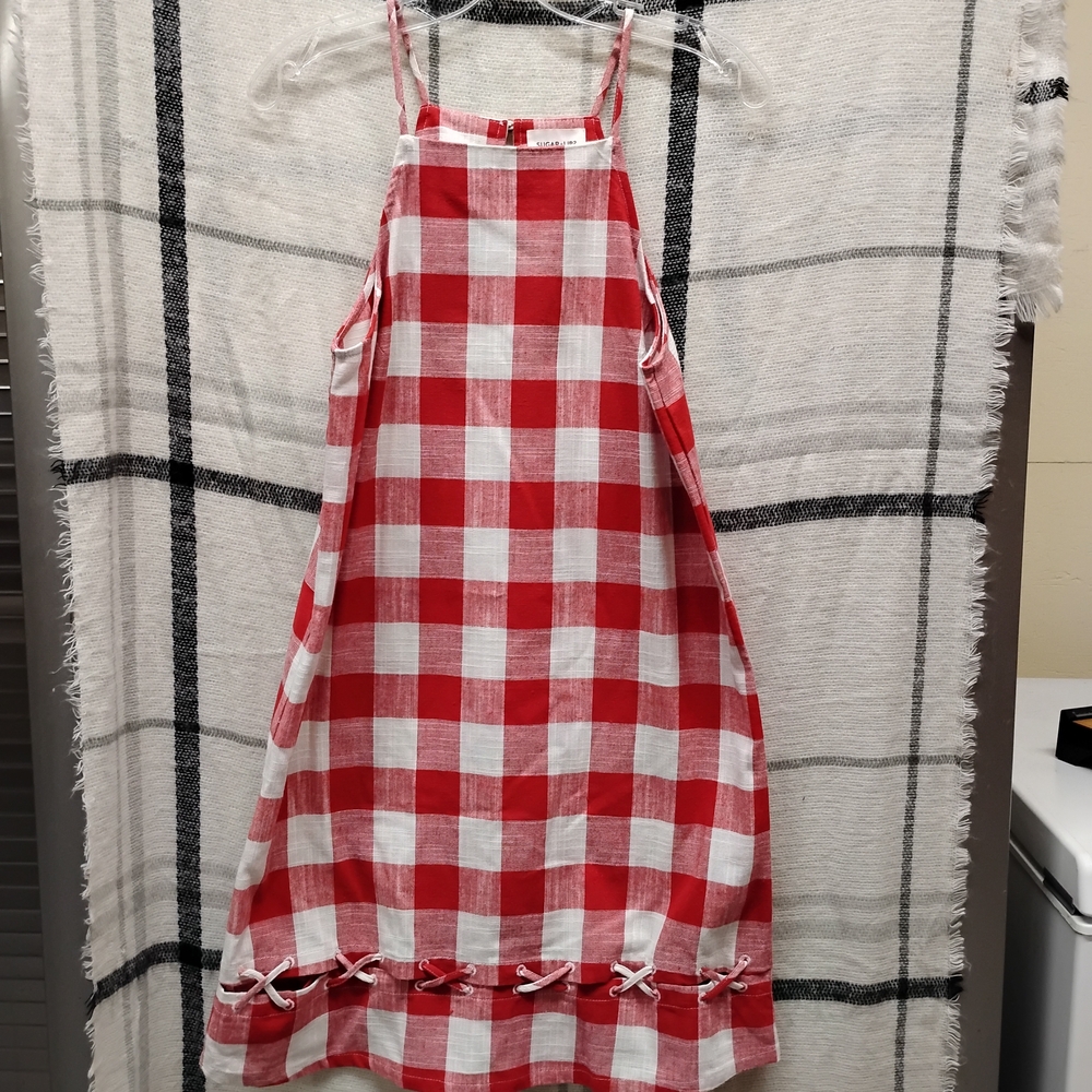 Sugarlips Red and White Checkered Mini Dress